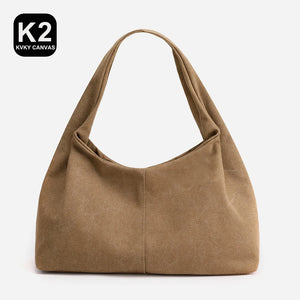 Canvas Small Hobo Women Handbag Beige Shopping Bag