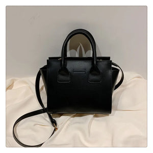 Small Trapeze Shoulder Crossbody Bag for Women - High Leather Tote Handbag