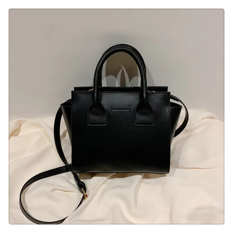 Small Trapeze Shoulder Crossbody Bag for Women - High Leather Tote Handbag