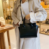 Small Trapeze Shoulder Crossbody Bag for Women - High Leather Tote Handbag