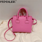 Small Trapeze Shoulder Crossbody Bag for Women - High Leather Tote Handbag