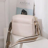 Solid Square Women Crossbody Bags Wide Fabric Strap Crossbody Bag