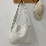 Solid Students Canvas Shoulder Bags Female Handbags Satchel Crossbody Bag Women