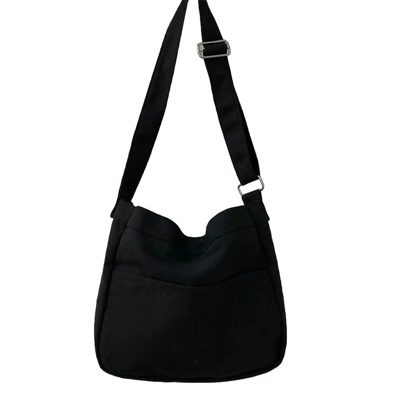 Solid Students Canvas Shoulder Bags Female Handbags Satchel Crossbody Bag Women