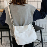 Solid Students Canvas Shoulder Bags Female Handbags Satchel Crossbody Bag Women