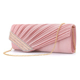 Vintage Leather Pleat Clutch Bag Pink Wedding Shoulder Bags
