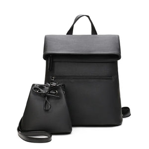Solid Pu Leather Backpack Large Capacity Travel Shoulder Bag
