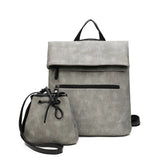 Solid Pu Leather Backpack Large Capacity Travel Shoulder Bag