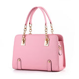 Pink Leather Handbag Large Capacity Women Shoulder Bag