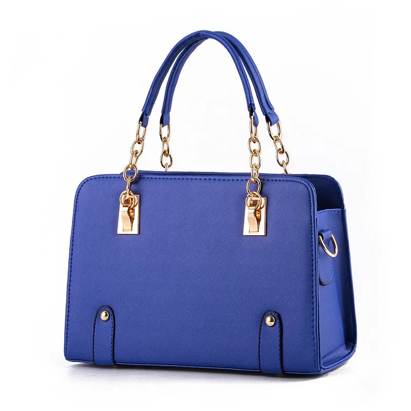 Pink Leather Handbag Large Capacity Women Shoulder Bag
