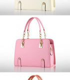 Pink Leather Handbag Large Capacity Women Shoulder Bag