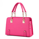 Pink Leather Handbag Large Capacity Women Shoulder Bag