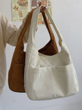 Solid Corduroy Shoulder Bags Large Capacity Handbags Book Underarm Bag