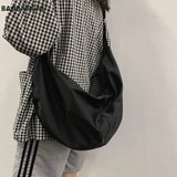 Solid Zipper Women's Nylon Hobo Crossbody Shoulder Bags Large Tote Purse