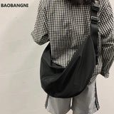 Solid Zipper Women's Nylon Hobo Crossbody Shoulder Bags Large Tote Purse