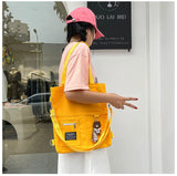 Canvas Shoulder Tote Bag for Women Retro Girls Student Bookbag