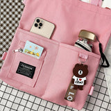 Canvas Shoulder Tote Bag for Women Retro Girls Student Bookbag