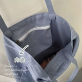 Solid Canvas Shoulder Bag Casual School Book Pouch Large Capacity Handbags