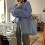 Solid Canvas Shoulder Bag Casual School Book Pouch Large Capacity Handbags