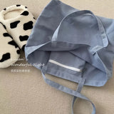 Solid Canvas Shoulder Bag Casual School Book Pouch Large Capacity Handbags