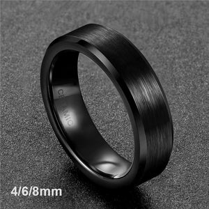 Men's Ceramic Ring Brushed 8mm/6mm/4mm Wedding Band Engagement Ring