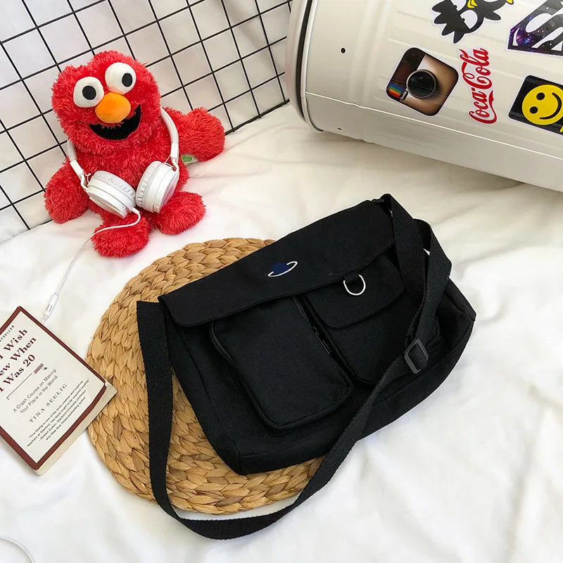 Space Canvas Girl Shoulder Messenger Bags School Totes Casual Satchels