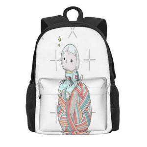 Space Cat On Planet Yarn Ball Backpacks Men's Backpacks Bags For Women