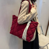 Quilted Shopper Bag Padded Short Handle Totes Big Women Handbags