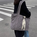Quilted Shopper Bag Padded Short Handle Totes Big Women Handbags