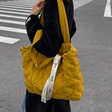 Quilted Shopper Bag Padded Short Handle Totes Big Women Handbags
