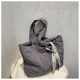 Quilted Shopper Bag Padded Short Handle Totes Big Women Handbags
