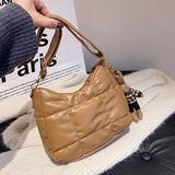 Soft Leather Shoulder Bag Quilted Messenger Crossbody Handbag