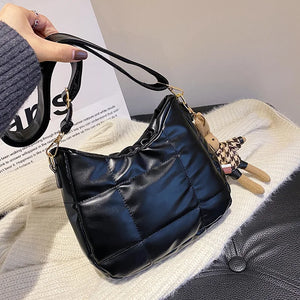 Soft Leather Shoulder Bag Quilted Messenger Crossbody Handbag