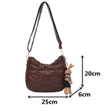 Soft Leather Shoulder Bag Quilted Messenger Crossbody Handbag