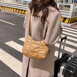 Soft Leather Shoulder Bag Quilted Messenger Crossbody Handbag