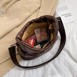 Soft Leather Shoulder Bag Quilted Messenger Crossbody Handbag