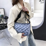 Plaid Women Bags Puff Fall Winter Purses and Handbags