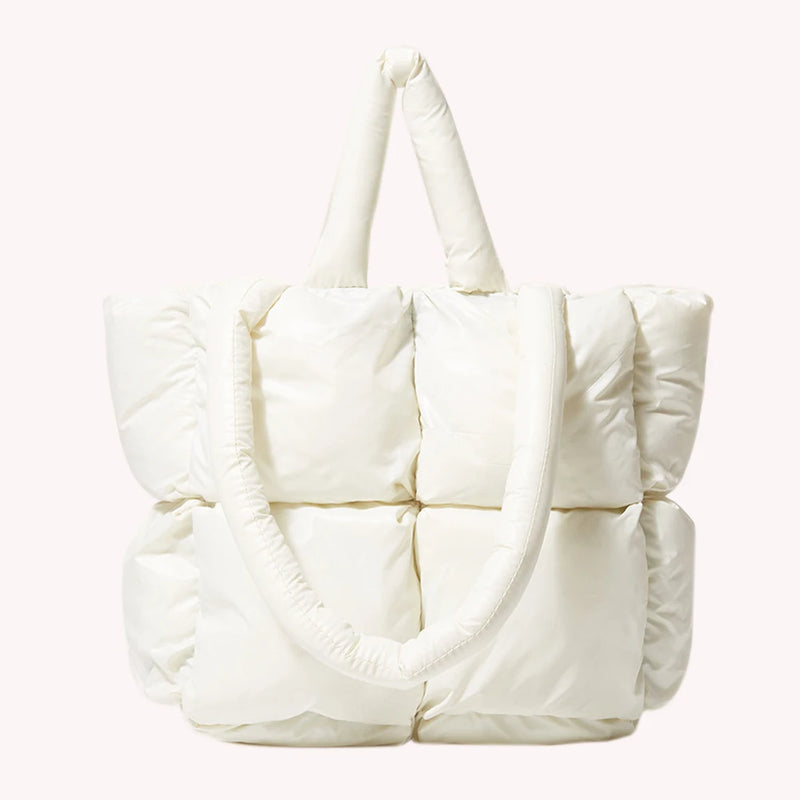 Quilted Cotton Handbag Large Tote Padded Crossbody Bag