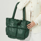 Quilted Cotton Handbag Large Tote Padded Crossbody Bag