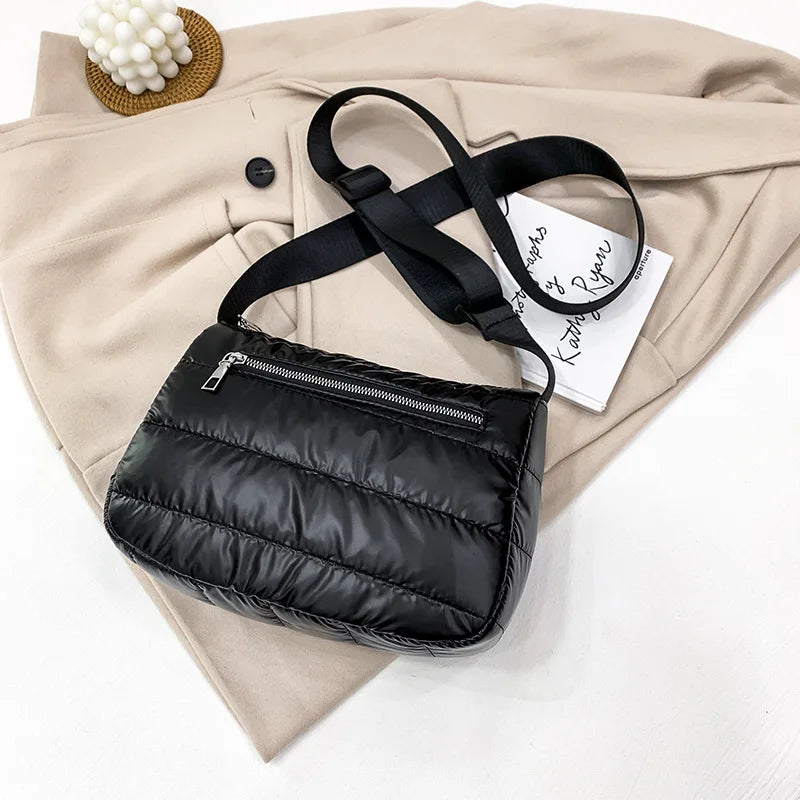 Nylon Cotton Shoulder Bag Flap Purse Handbag