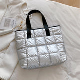 Winter Warm Quilted Shoulder Bag Large Capacity Solid Shopper Handbag