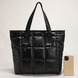 Winter Warm Quilted Shoulder Bag Large Capacity Solid Shopper Handbag
