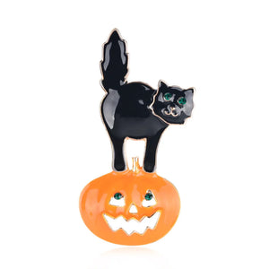Halloween Pumpkin Rhinestone Brooch Pin