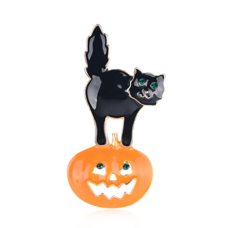 Halloween Pumpkin Rhinestone Brooch Pin