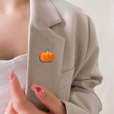 Halloween Pumpkin Rhinestone Brooch Pin