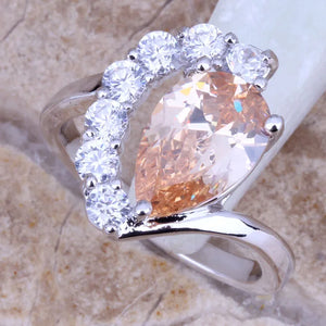 Sparkly Brown Morganite CZ Ring Size 6-9