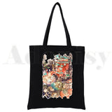Spirited Away Canvas Print Shopping Bags Girls Life Casual Pacakge Hand Bag