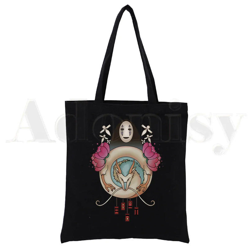 Spirited Away Canvas Print Shopping Bags Girls Life Casual Pacakge Hand Bag