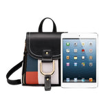 Women's PU Leather Plaid Backpack Multi-Function Knapsack