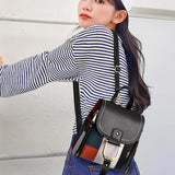 Women's PU Leather Plaid Backpack Multi-Function Knapsack